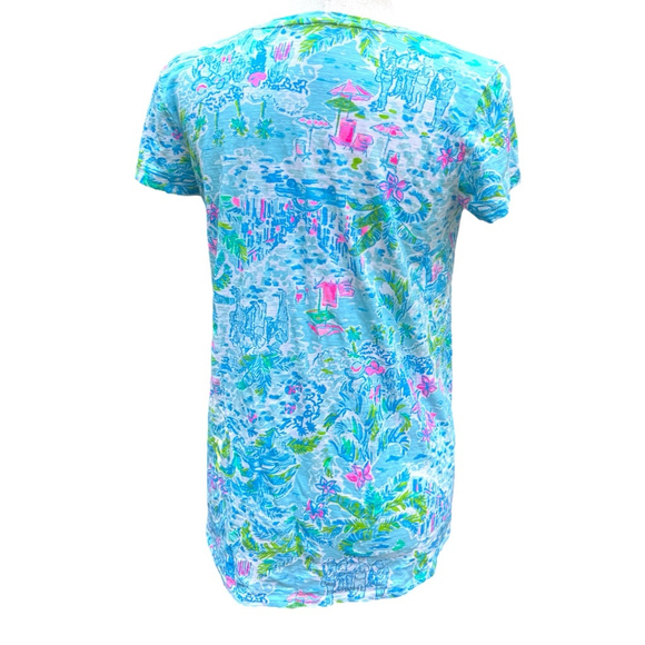 Lilly Pulitzer Etta V-Neck Knit Top T Shirt Crazy About You V Neck Small 4 6 - Picture 6 of 15